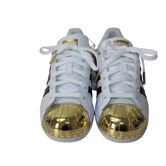 Adidas Originals Superstar GOLD Metal Shell Toe White Women's 5.5 NEW! - Picture 2 of 14